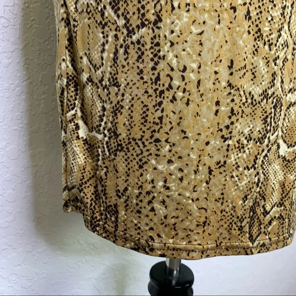 Tory Burch tan black snakeskin print silk shift dress size XS
